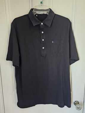 Criquet Top-Shelf Polo Shirt Mens Large Black Top Golf Pima Cotton